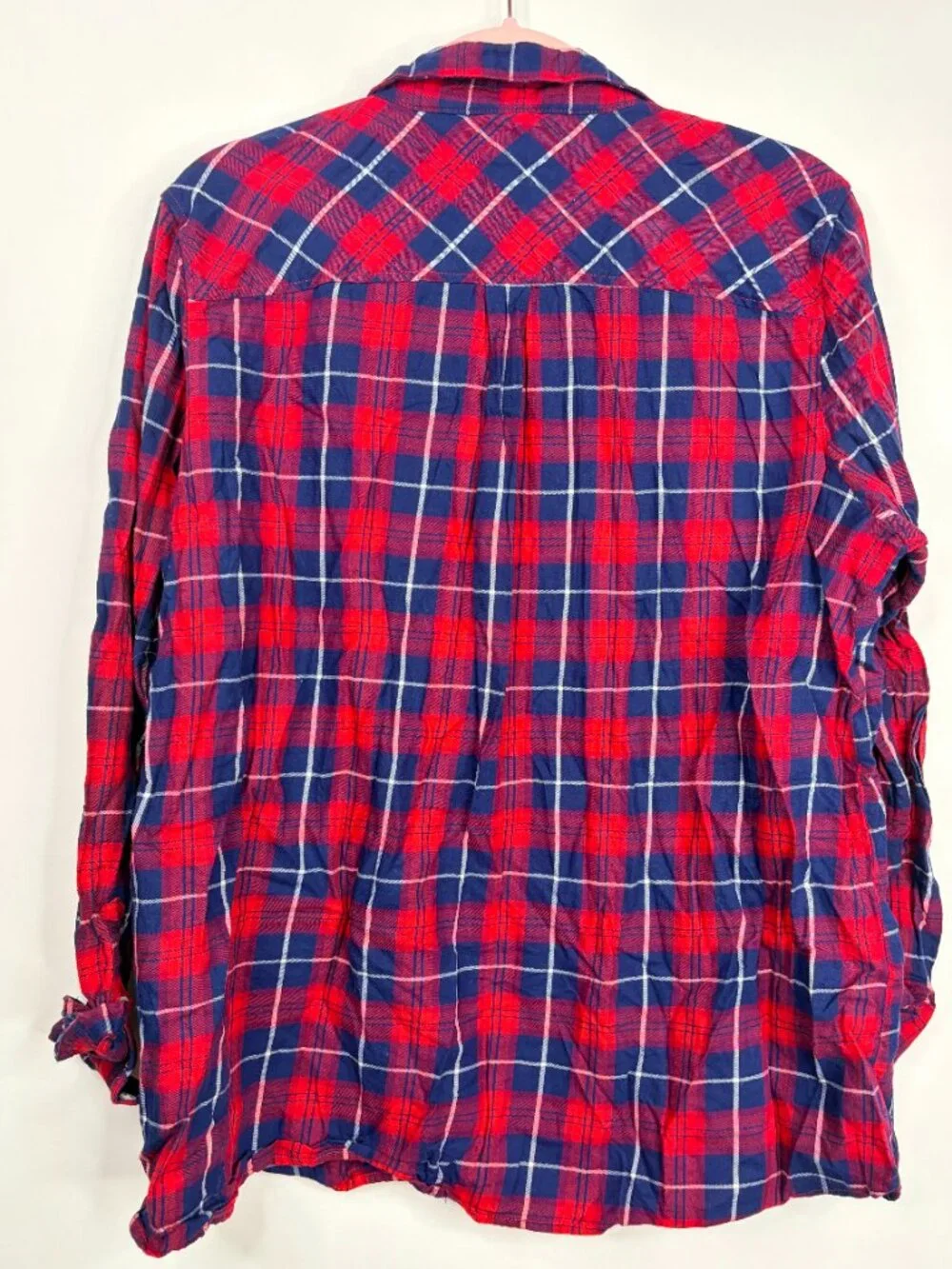 J. Crew Flannel Popover Tunic Cherry Antique Navy XL #A2852
